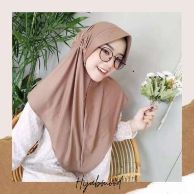 Hijabmood - Bergo Hamidah Shanaz Serut/ Bergo Jersey serut menutup dada / Hijab instan jersey Putih