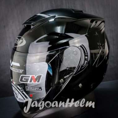 GM HELM FURY SOLID | BLACK GLOSSY | DOUBLE VISOR M