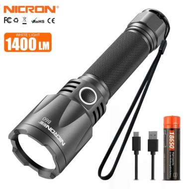 NICRON B60 Super Terang 1400 lumen, LED Luminus SFT40, Jarak Sorot 500 meter, Material Aluminium Aer