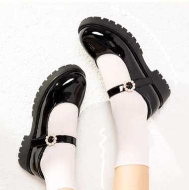 SEPATU PANTOFEL WANITA HITAM PREMIUM GLOSY KOREA SEPATU PESTA KERJA KANTOR FORMAL KONDANGAN KEKINIAN