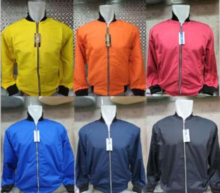 Jaket Bomber Distro Pria Wanita Bolak Balik Parasut Taslan Waterproof XL Kuning
