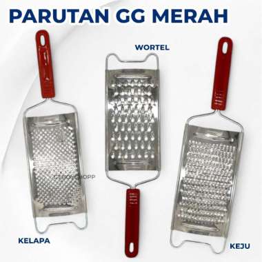 Parutan Keju / Parutan Kelapa / Parutan Wortel Stainless Steel Gagang Merah PARUTAN WORTEL GAGANG ME