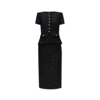 [12.12 Dealcember] Self Portrait Tinsel Boucle Tailored Midi Dress Black 6 Black