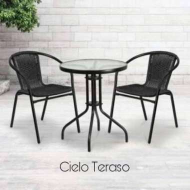 Set Teras Meja Kursi Teras Besi anyam Rotan Sintetis