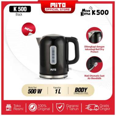 MITO Electric Kettle Mini K500 1L | Teko Listrik Pemanas Air Kettle saja Silver