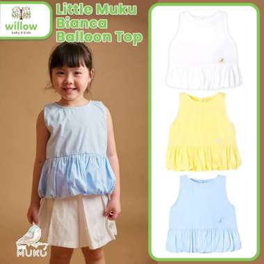 Blouse Anak - Little Muku Bianca Balloon Top 5-6Y White
