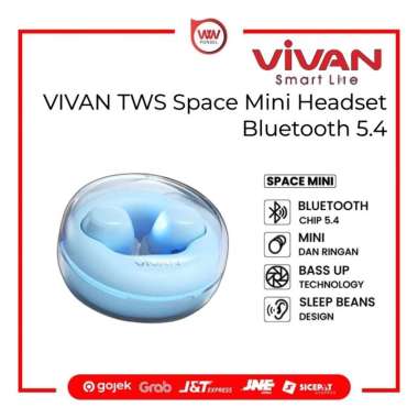 VIVAN TWS Space Mini Headset Bluetooth 5.4 Low Latency 38MS Powerful Bass Playtime 36 jam Original B