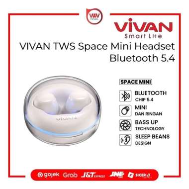 VIVAN TWS Space Mini Headset Bluetooth 5.4 Low Latency 38MS Powerful Bass Playtime 36 jam Original W
