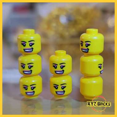 LEGO PARTS 3626pb0673 - Head Yellow Female Black Eyebrows Eyelashes Dark Pink Eye Shadow & Lips Lops