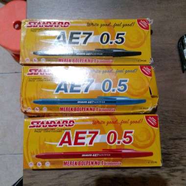 12 Pcs Pulpen Standar AE7 Bolpoin Standart AE-7 - Stationery Biru