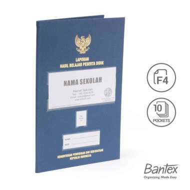 Bantex Map Raport Folio 10 Pocket Hotprint / Raport Anak Sekolah SD SMP SMA #1021 Blue
