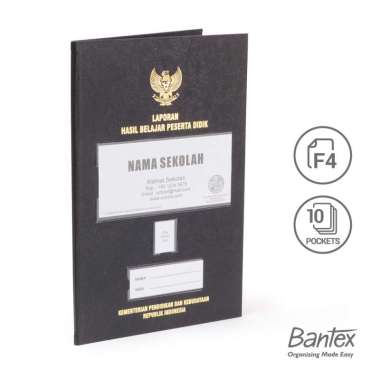 Bantex Map Raport Folio 10 Pocket Hotprint / Raport Anak Sekolah SD SMP SMA #1021 Black