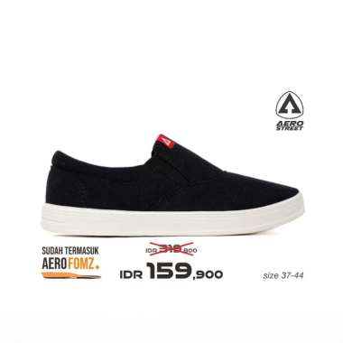 Aerostreet 37-44 Comfy 2.0 Natural Hitam Hitam - Sepatu Slip On Pria Wanita 38