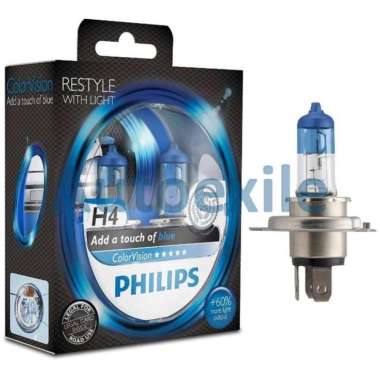 Philips Color Vision Blue H4 12V 60/55W 3350K Biru (Lampu ColorVision)