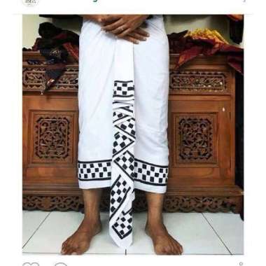 Kain kamen bali kotak poleng lembaran Dasar Putih