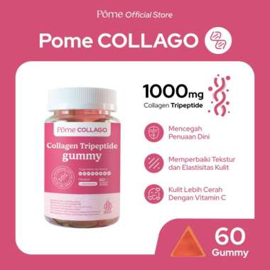 Pome COLLAGO - Collagen Tripeptide Gummy with Glutathione, Vitamin C, Niacinamide - Kemasan Botol 60