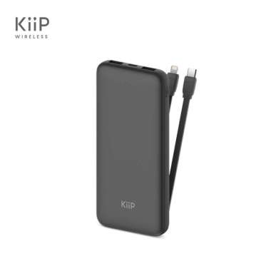 KIIP E33C POWER BANK SLIM 10000MAH DUAL INPUT TYPE-C MICRO USB PORT Hitam