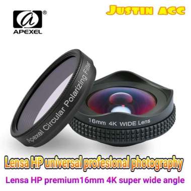 Lensa HP universal Pro 16mm 4K wide angle CPL- lensa HP premium 2 in 1