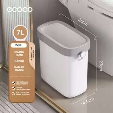 ECOCO Narrow Trash Can - Tempat Sampah Rumah Tangga Toilet Baru Kamar Mandi Kapasitas Besar Small 7L