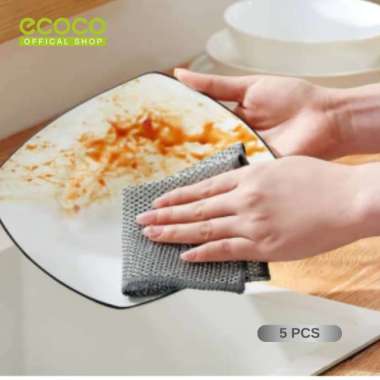 ECOCO Silver Cloth (isi 5）- Kain Lap Kawat Baja Dapur awat Baja Khusus Anti Lengket Handuk Piring Mi