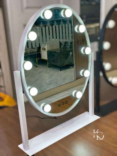 OLVA Cermin Oval Standing Cermin Meja Rias Cermin Lampu LED Touch Screen Table Mirror Cermin Estetik