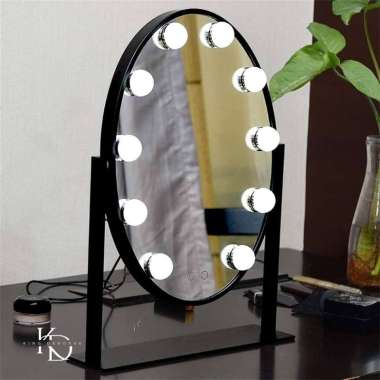 OLVA Cermin Oval Standing Cermin Meja Rias Cermin Lampu LED Touch Screen Table Mirror Cermin Estetik