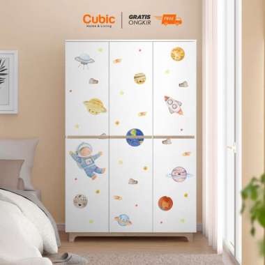 Cubic Lemari Pakaian Bergambar / Lemari Baju 3 Pintu / LUNA MILANO LP 3P Dinosaurus