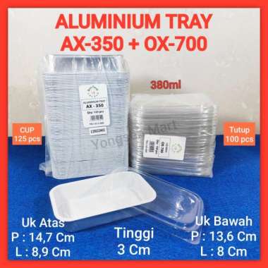 ( CUP + TUTUP OX700 ) Aluminium Tray AX-350 , wadah Cup Aluminium foil tray isi 125pcs