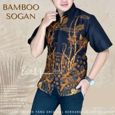 BAMBOO SOGAN Kemeja Batik Pria Lengan Pendek Batik Katun Primisima XXL