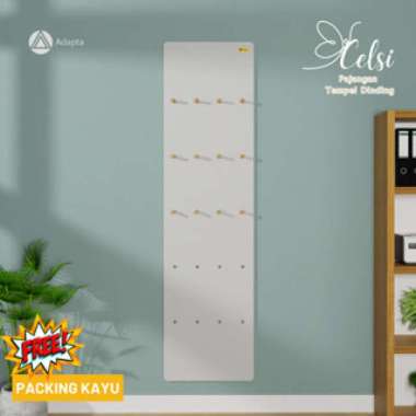 Adapta - Rak Hias Gantungan Kayu dengan Lubang yang Bisa Dipindah - Rak Pajangan Tempel Dinding Puti
