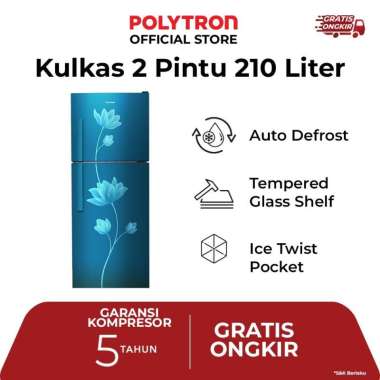 POLYTRON Kulkas Beauty Metal Door 2 Pintu 210 Liter PRB 219B/R