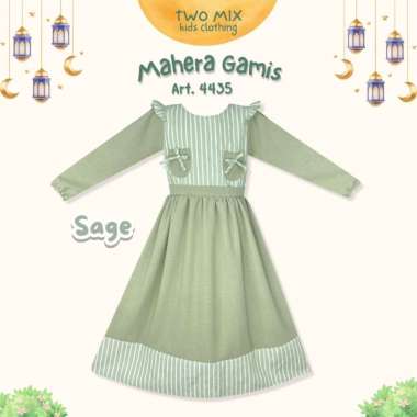 Two Mix - Mahera Gamis Raya Collection Lebaran 2025 Baju Muslim Anak Cewek 2-14 Tahun 4435 12 Sage