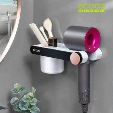 ECOCO Simple Hair Dryer Stand - Rak Gantungan Hair Dryer Pengering Rambut Holder Tempat Sisir Sikat 