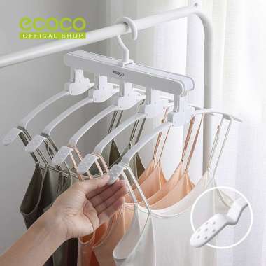Ecoco Magic clothes hanger - Gantungan baju 5in1 hemat tempat multifungsi flip or switch White
