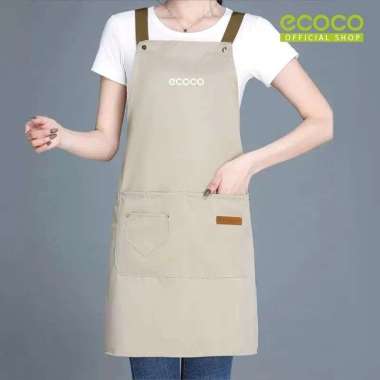 ECOCO Apron Waterproof Light Curry - Celemek Masak Wanita dan Pria Waterproof Bahan Tidak Mudah Sobe