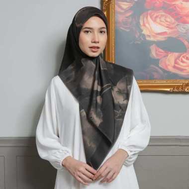 Lozy Hijab - Aurel Scarft Exclusive Pattern (Hijab Square Segiempat Motif) Sheen Black S2
