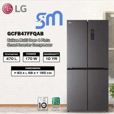 Kulkas LG 4 pintu GCFB47FFQAB 470 L multi door Smart Inverter