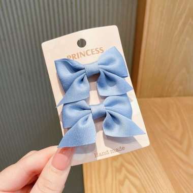 Jepit Rambut Pita Ala Korea / Jepitan Rambut Kupu-Kupu Jepit Rambut Anak Korea, Warna Biru Muda