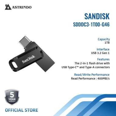 Sandisk Flashdisk 1TB SDDDC3 Ultra Dual Drive Go USB OTG Type-C Black