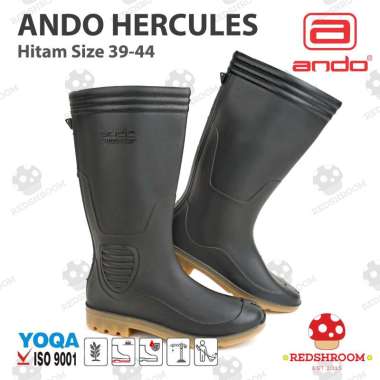 Sepatu Boot Tinggi ANDO HITAM Boots Karet Lentur Ringan Nyaman Lokal Kebersihan 39