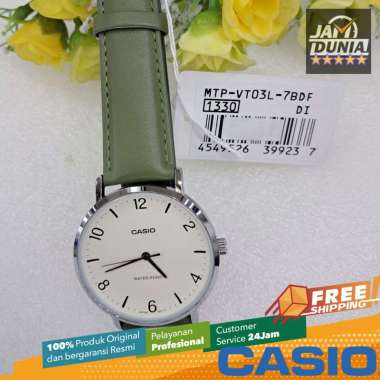 CASIO ORIGINAL - JAM WANITA CASIO ANALOG KULIT GREEN MTP-VT03L-7BDF CASIO MTP VT03L 7B - KULIT CASIO