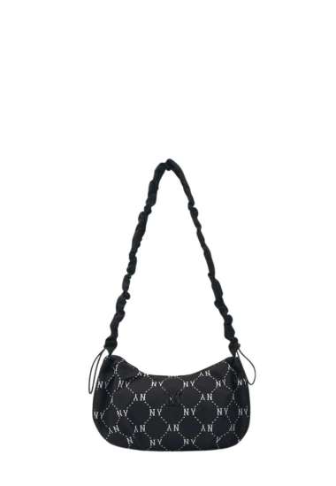MLB Korea Dia Monogram Sportive Hobo Bag - NY Black