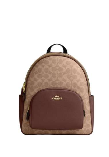 COACH Court Backpack In Signature Canvas/Gold/Tan/Brown