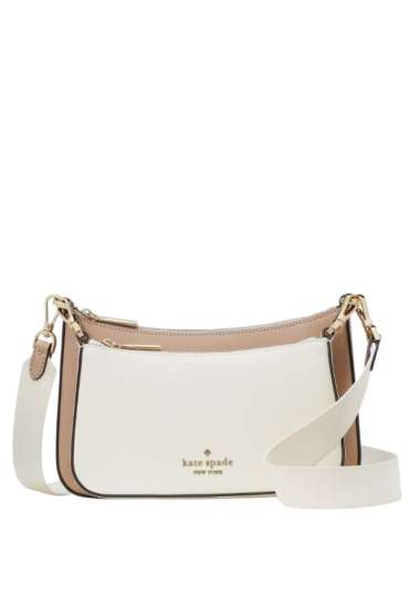 Kate Spade Duet Colorblock Saffiano Leather Small Crossbody Toasted Hazelnut Multi