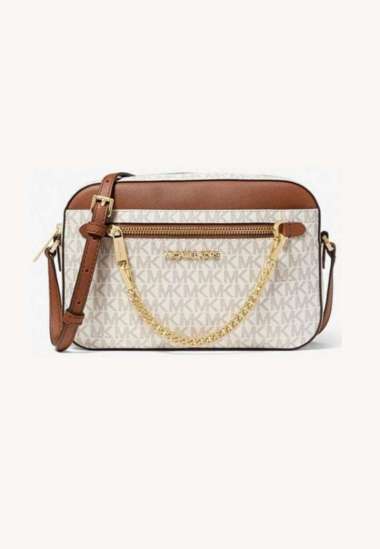 Michael Kors Jet Set Large Logo Crossbody Bag Vanilla