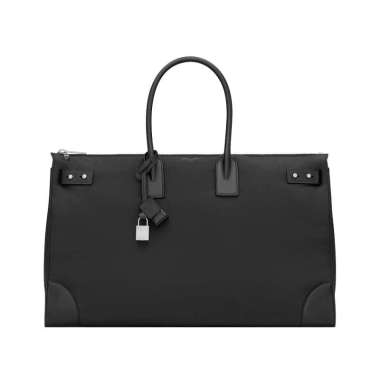 Saint Laurent Sac De Jour 48H Nylon and Leather Duffle Bag Black Black