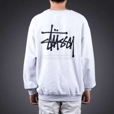 STUSSY BASIC STUSSY ASH HEATHER CREWNECK XL