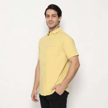 POLICE Kemeja Polos Cotton Slim Fit Pria Kuning M