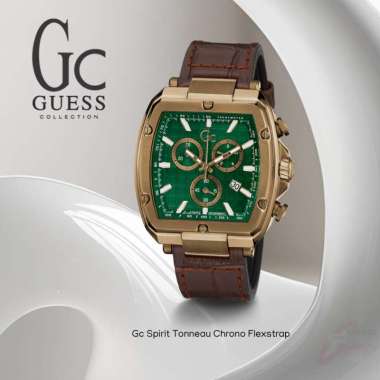 Guess Collection Spirit Tonneau Chrono Flexstrap Metal GCY83002 Swiss Made 44mm Original Jam Tangan