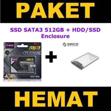SSD SATA 3 V-GeN + HDD/SSD Enclosure ORICO 2139U3 PAKET PLATINUM 512GB +ORICO 2139U3